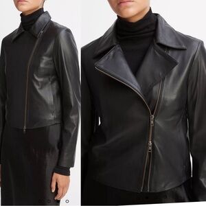 Vince Leather Cross Front Moto Jacket Small